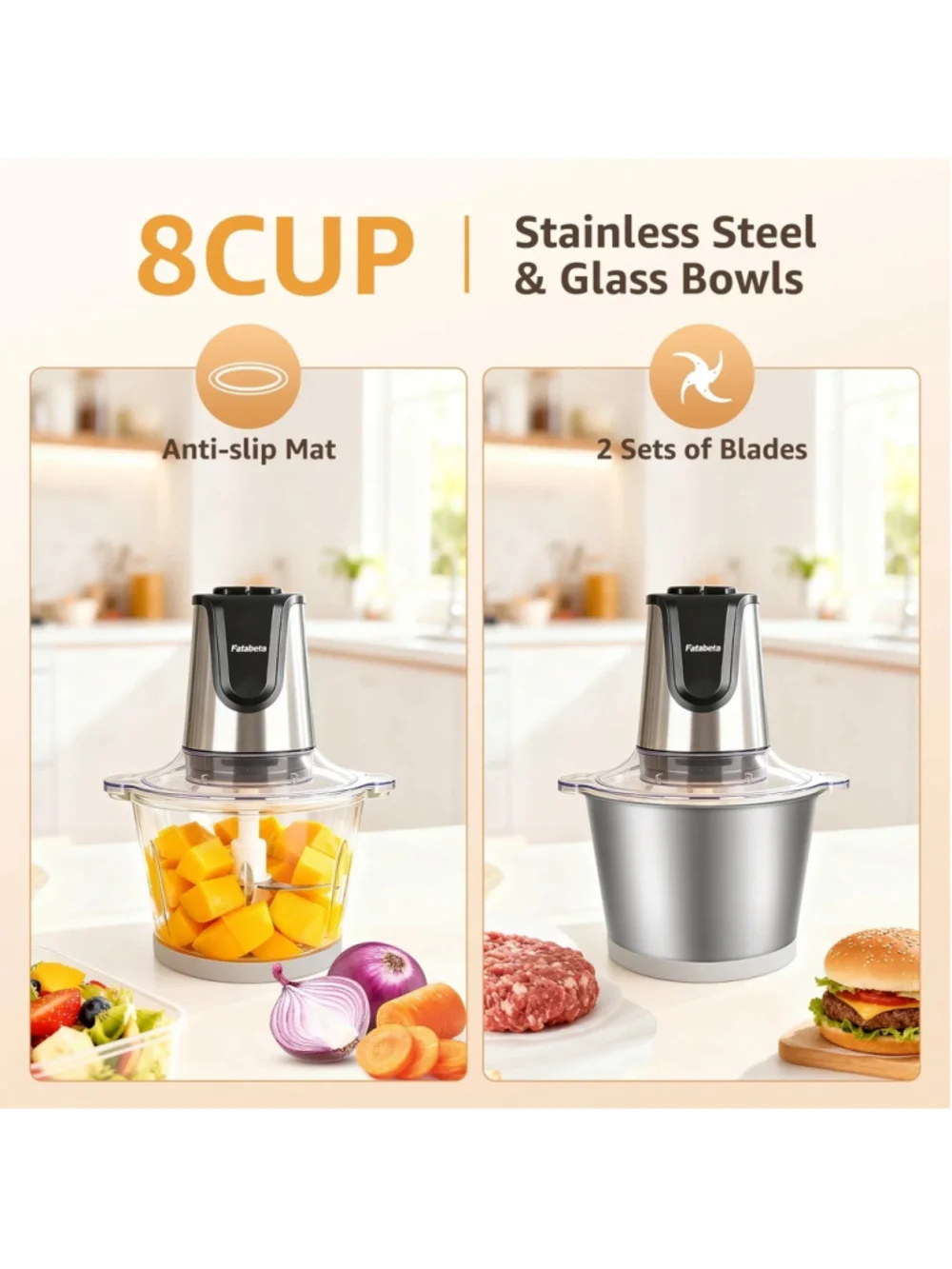 Fatabeta Meat Grinder Kitchen Tool One Size Silver and Black NIB